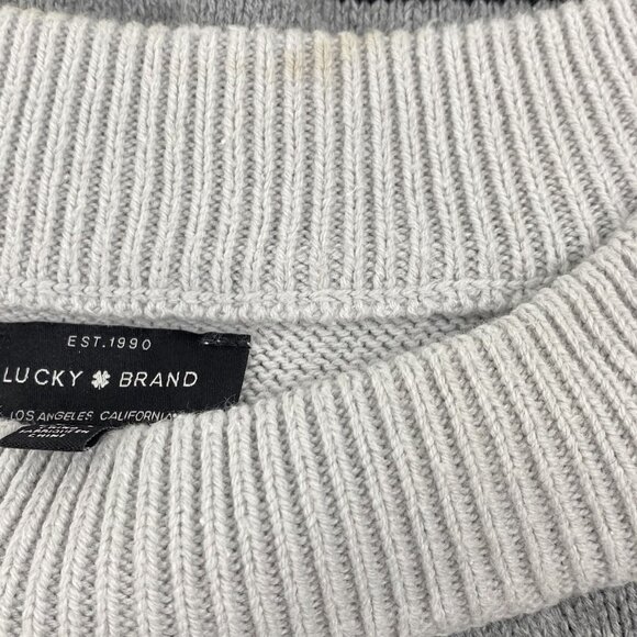 Lucky Brand Women Small Grandpa Core Comfy Black Gray Oversized Striped Sweater - Picture 12 of 14